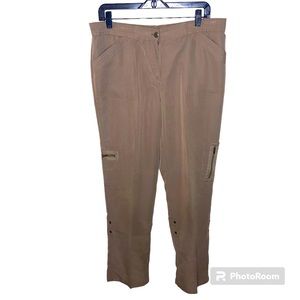 Chico’s Pants Women’s Size 1(S) Modal Beige Tan Neutral Suede Cargo Straight Leg